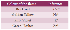 Identification of salts based on color exhibited by salts when exposed to flame