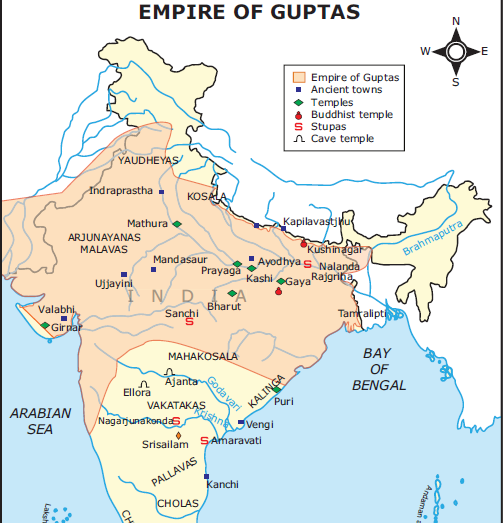Guptas Empire in Map