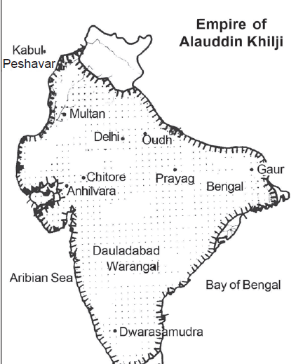 Delhi Sultans Empire under Alauddin Khilji map of India