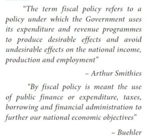 fiscal policy definitions by Buehler and arthur smithies