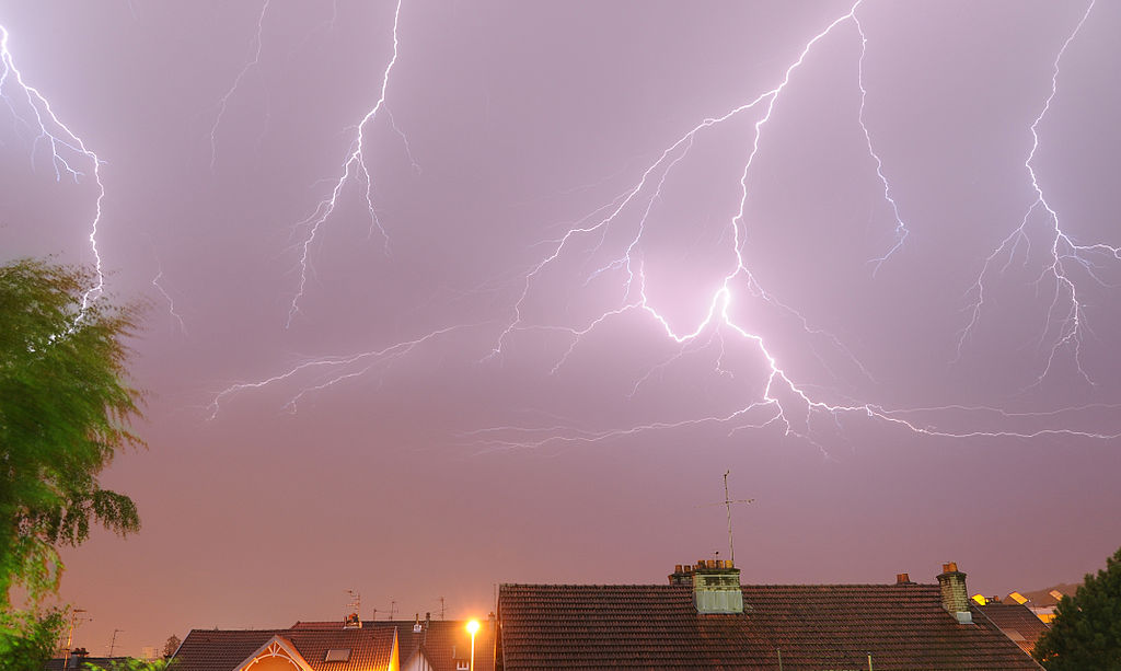 What safety measures should be taken during lightning and thunderstorm