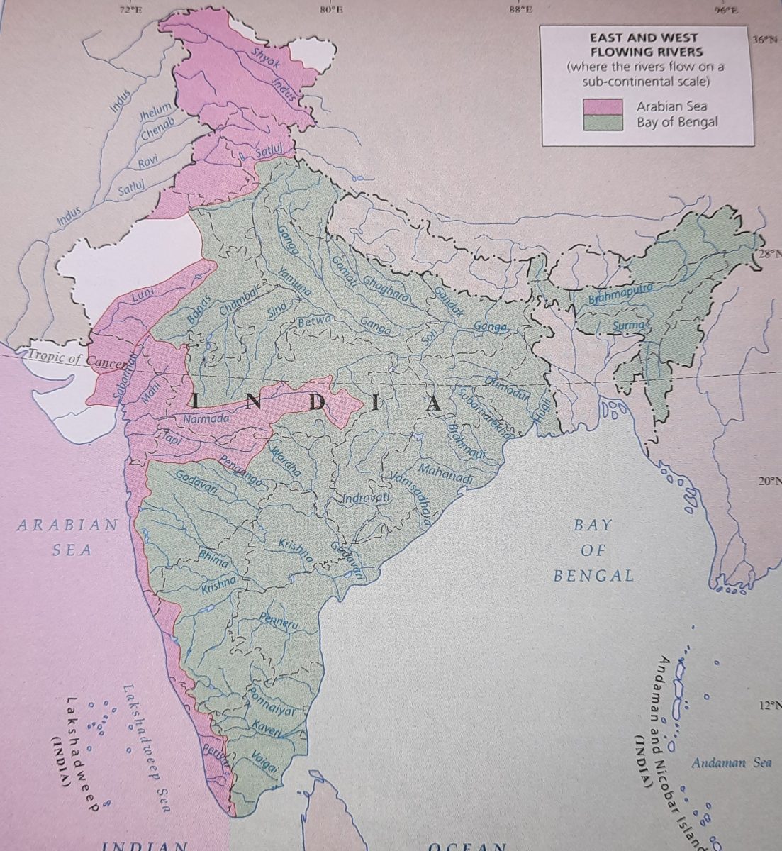 east and west flowing rivers in india map