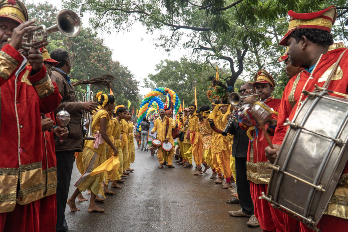 People dancing and celebrating at the Saputara Monsoon Festival